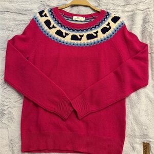 Vineyard Vines Pink Whale Yoke Patterned Sweater
